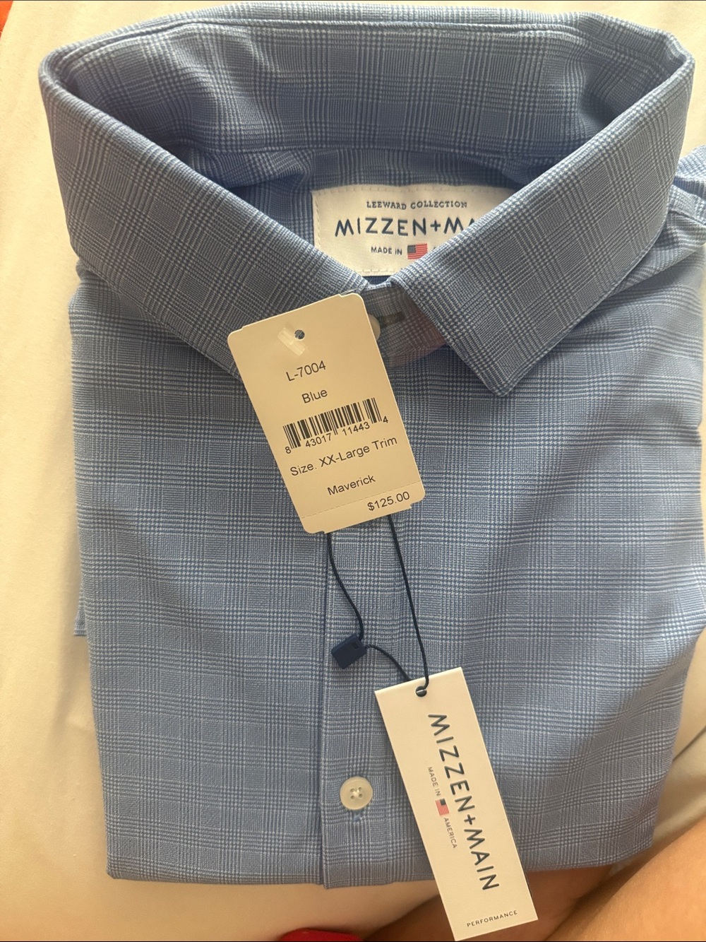 Mizzen+Main Light Blue Windowpane Performance Dress Shirt